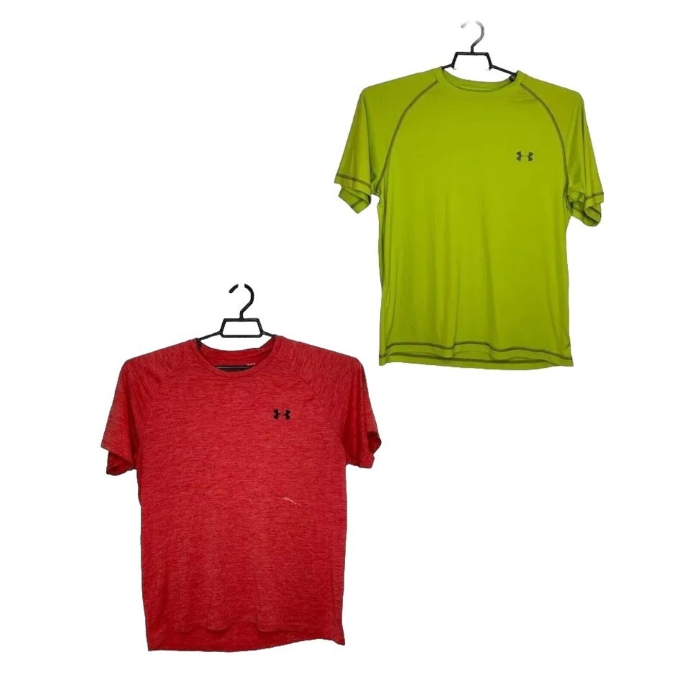 2 pair Under Armour Tees Mens Large Tech T-Shirt HeatGear Athletic Training Gym